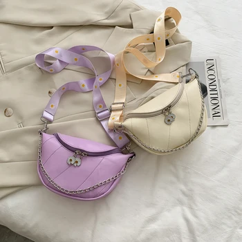 

Flower Daisy Waist Bag Women PU Leather Simple Zipper Chest Pouch Fanny Chain Phone Pouch Ladies Casual Shoulder Crossbody Pack