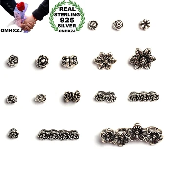 

OMHXZJ Wholesale ZB524 DIY Jewelry Making Accessories Findings Components Bracelet Necklace 925 Sterling Silver Fine Flower Bead