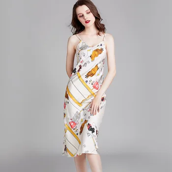 

Printed Sexy Female Nightgown Sleepwear Sleeveless Suspender Skirt Nightdress Loose Home Dressing Gown Lounge Intimate Lingerie