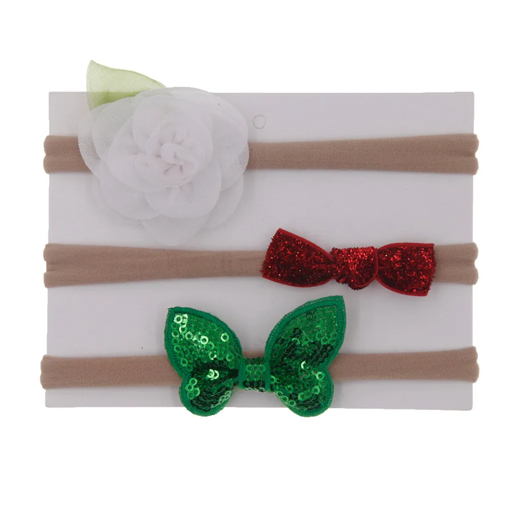 3pcs/lot Baby Girl Bow Flower Set Hairband  Baby Girls Elastic Hairband Infant Kids Head Band Hair Accessories for 1-6Y