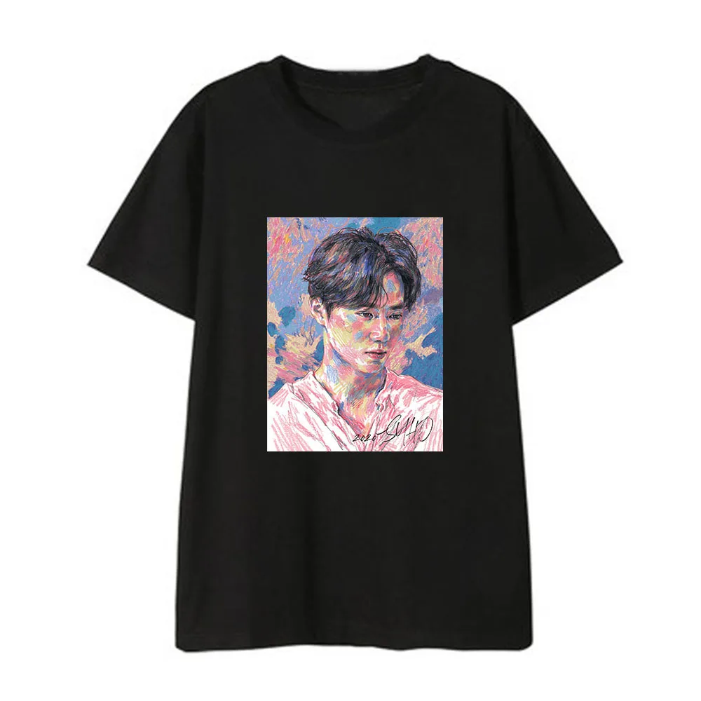 Kpop EXO SUHO летняя новая уличная одежда модные женские футболки Харадзюку футболка с