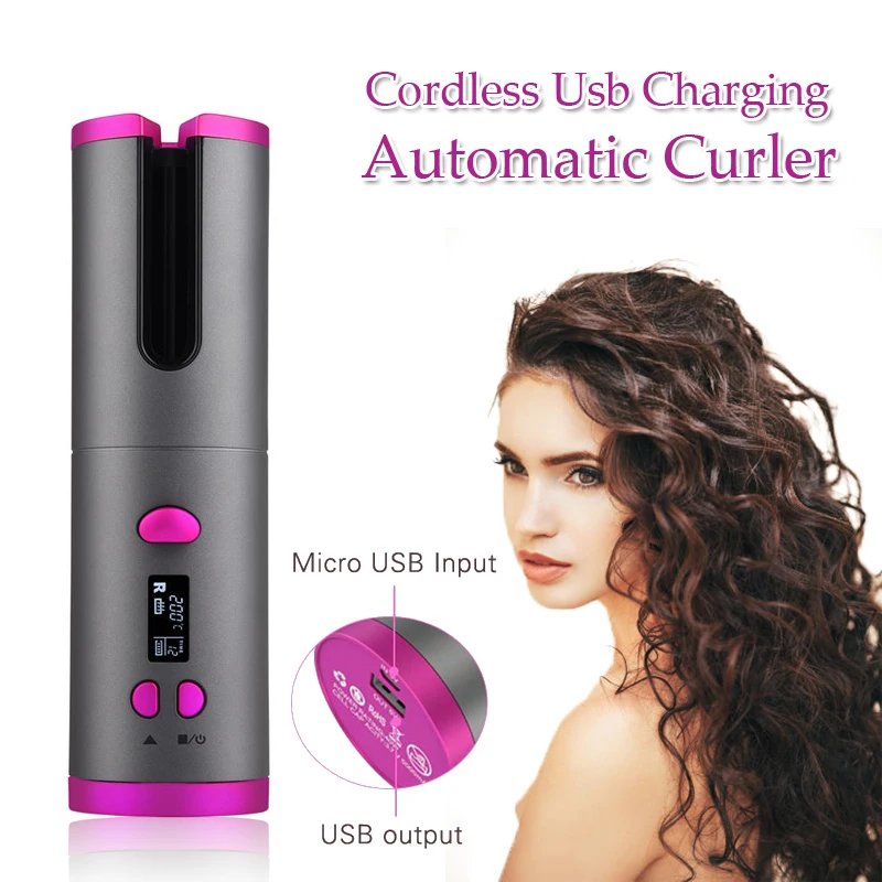 Auto Ceramic Wireless Curling Iron Hair Waver Tongs Beach Waves Iron Curling Wand Air Curler USB Cordless Automatic Hair Curler