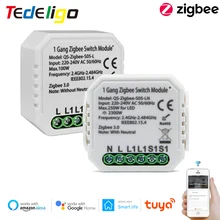 Zigbee Tuya Light Switch No/With Neutral Smart Life Home Automation Module AC220V App Remote Control Work With Alexa Google Home
