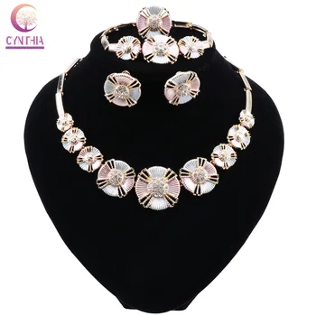 

CYNTHIA African Gold Jewelry Sets Wedding Jewelry Set Gold Women Necklace Earrings Bracelet Ring Set African Costume Jewelry Set