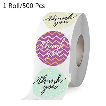 

500pcs 8 Styles Dot Thank You Stickers Seal for Small Shop Wedding Baking Envelope Label