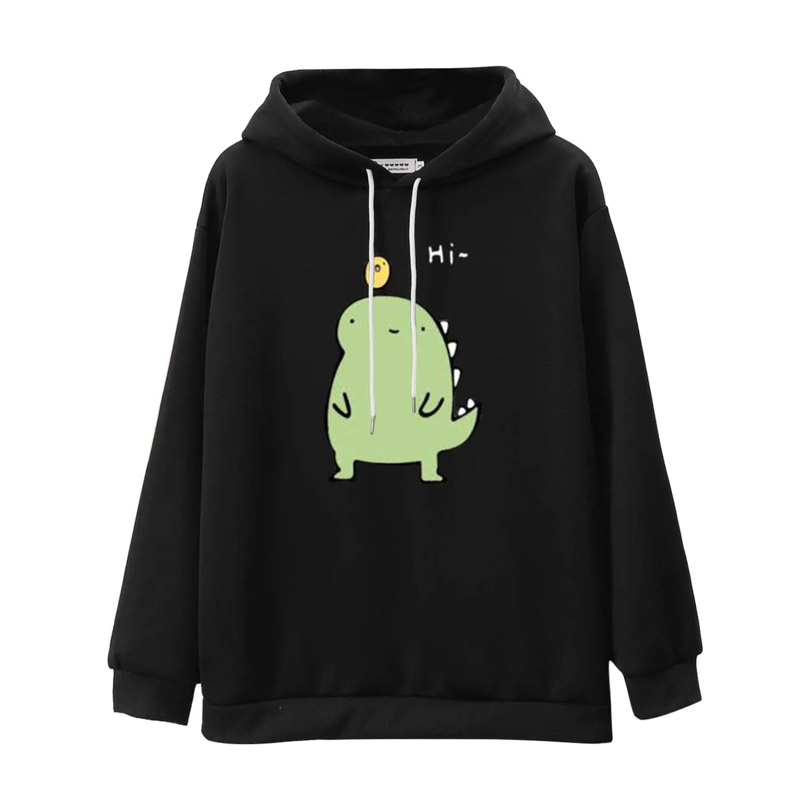 Fashion Blouse 2021 Women's Casual Solid Color Dinosaur Print Long-Sleeved Pullover Tops blouses blusas mujer рубашка женская 2