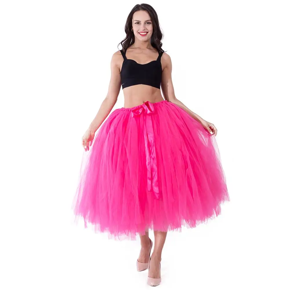 watermelon red Amazon Горячая пачка юбка юбки для сцены бутон шелковая пряжа свежий стиль сплошного цвета принцесса слово юбка показать фото юбочка тюль юбка - Цвет: watermelon red