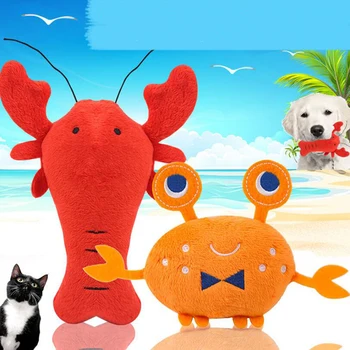 

Dogs Fleece Squeak Toy For Small Dog Cute Crayfish Crab Type Pet Dogs Sounding Toys Cat Fish Puppy Bone Squeaky Rope Toys