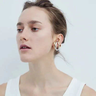 Хип хоп панк крутые металлические серьги манжеты для ушей без пирсинга винтажные