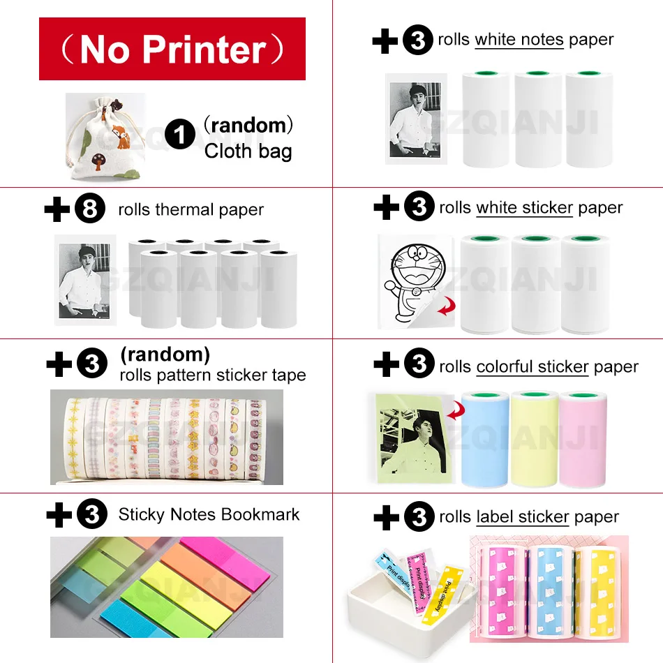 Big Paper Package2 Принтер высокой четкости 203/304 Dpi Мини 58 мм 2 дюйма термоэтикетка фотозаметок bluetooth принтер с бесплатным приложением фотопринтер - Цвет: Big Paper Package2