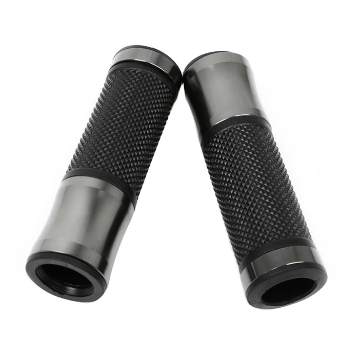 Titanium 1 пара 7/" CNC мотоцикл велосипед алюминиевый руль резиновые гелевые рукоятки - Цвет: Titanium