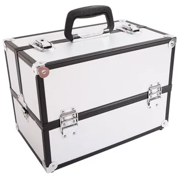 

SM-2083 Aluminum Alloy Makeup Train Case Jewelry Box Organizer Silver