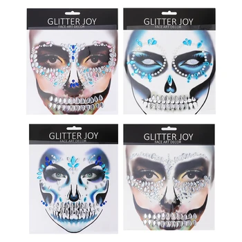 

4 Sheets Acrylic Scary Face Jewel Eyes Glitter Crystal Sticker for Girls