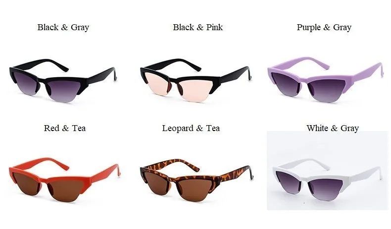Белые полуоправа кошачий глаз солнцезащитные очки для женщин Роскошные брендовые сексуальные Солнцезащитные очки женские винтажные Ретро очки Маленькая оправа оттенки