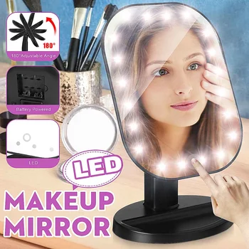 

20LED Battery Power/USB Makeup Mirror Adjustable Lamp Touch Screen Cosmetic Beauty Desktop Vanity Table Stand Mirrors w/light