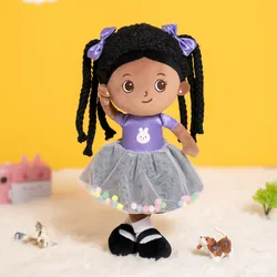 Muñeca de peluche de rastas para niñas, muñeco de trapo suave, Afro americano, juguete para niñas