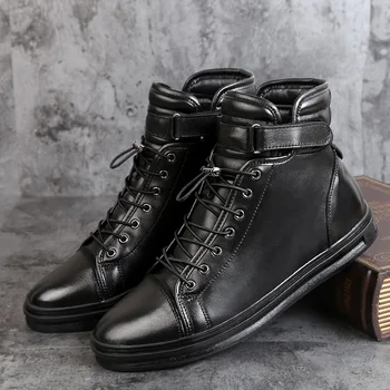 

2019 High Top Men's Casual Shoes Fashion Men Sneaker Mocasines Men Shoes Genuine Leather Sneaker Male Plus Size HC-313