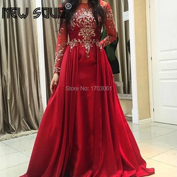 

Muslim Long Beading Evening Dresses For Turkish Robe De Soiree Long Sleeve Crystal Prom Dress For Dubai Arabic 2020 Vestido New