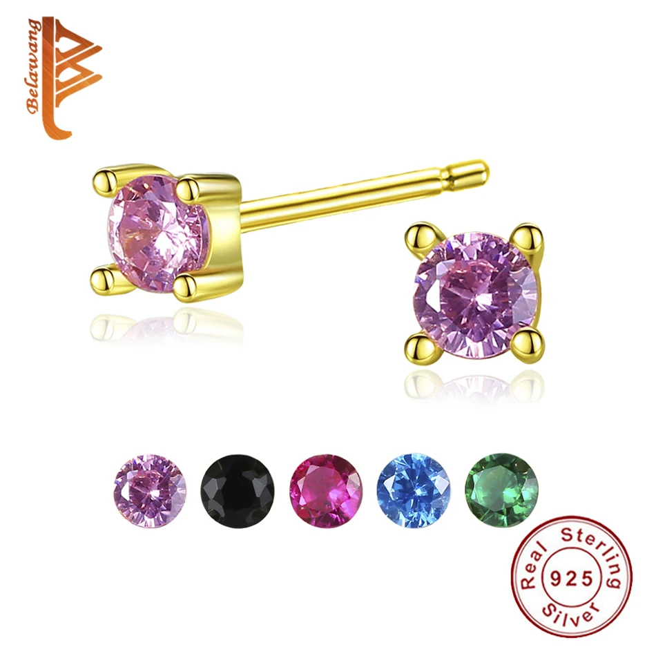 Belawang Аутентичные стерлингового серебра 925 прозрачные черные сережки со стразами для женщин ювелирные изделия из стерлингового серебра