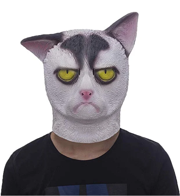 Molezu несчастливая кошка маска Хэллоуин костюм вечерние Новинка голова животного резиновая маска с латексом черный и белый
