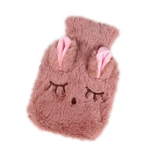 С плюшевой крышкой, ПВХ, бутылка для воды, грелка для рук, милый кролик, в форме, зимняя, для дома, офиса, терапия, грелка, сумка, подарок 3