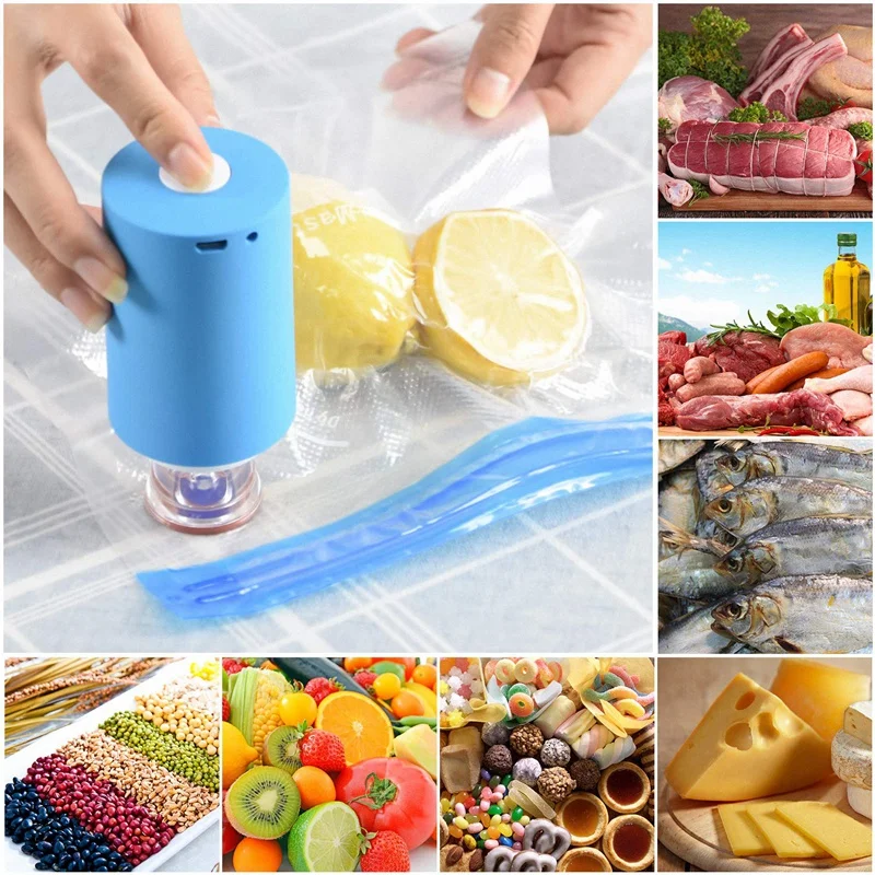 ABSS-Bags Kit с мини USB вакуумный Электрический насос многоразовые пищевые вакуумные пакеты для хранения(5 шт