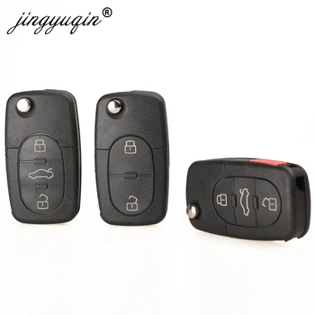 Keyforkess 20pcs 3 Tasti Pieghevole Chiave A Distanza di Vibrazione Borsette & Lama HAA Per Audi A2 A3 A4 A6 A8 TT CR2032 Fob Case In Bianco