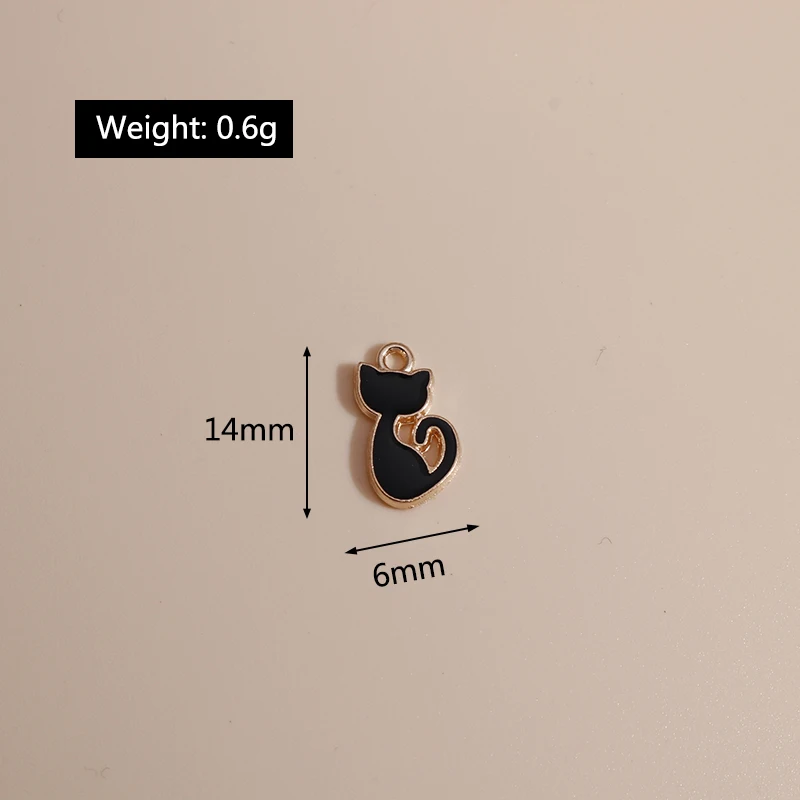 10pcs/lot 6*14mm Cartoon Cat Charms DIY for Necklaces Pendants Earrings Making Cute 5 Color Enamel Girl Charms Jewelry Findings