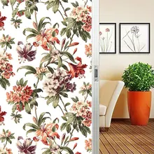 Витражная стеклянная наклейка, пленка для окна, цветок, целлофан, электростатическое затенение, клей, бесплатный светильник для окна спальни, бумага, непрозрачный домашний декор