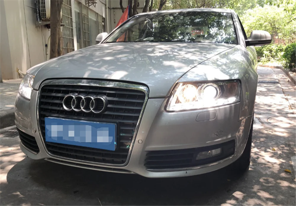 Пара для Audi A6 светодиодный фары 2005-2011 A6 HID фары биксеноновые фары Противотуманные фары Дневные ходовые огни двойные линзы