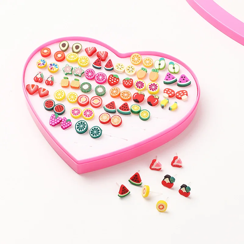 36 Pairs Plastic Antiallergic Cartoon Animals Ear Studs Set Girls Resin Children Earring Set Mix Earrings for Women Fine Jewelry