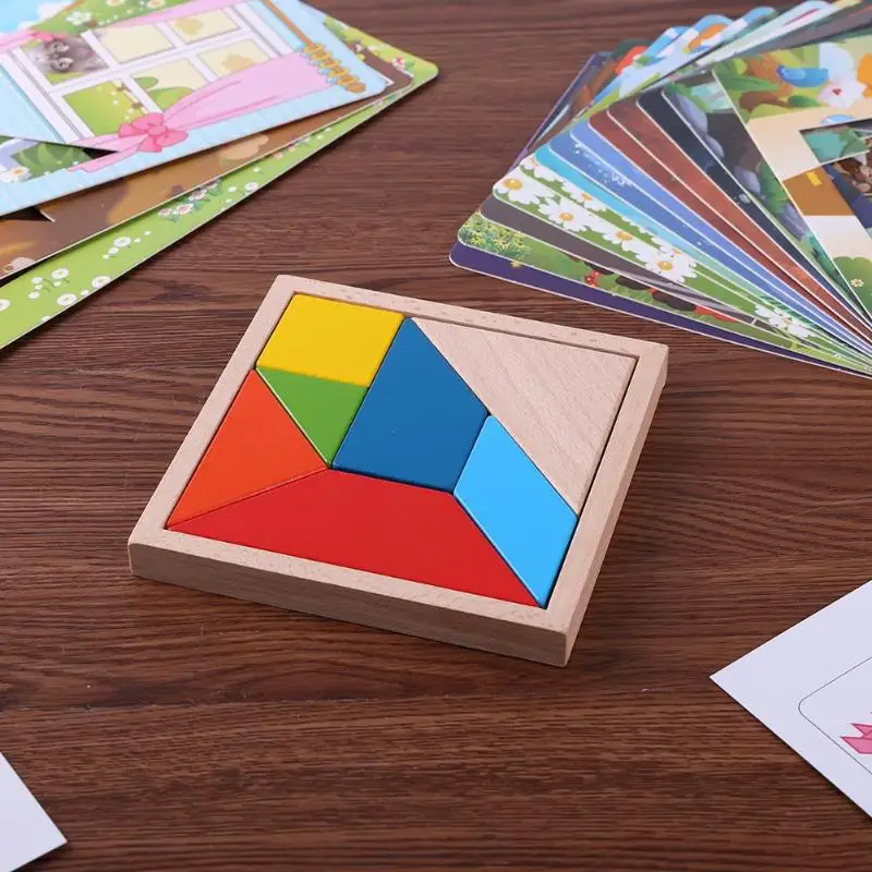 Детская игрушка деревянная головоломка геометрические игрушки Детский Танграм для умственного развития Забавный Деревянный пазл