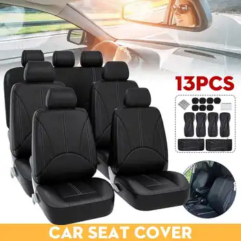 

13 pcs 3 Row 7 Seats Car Seat Covers PU Leather Waterproof Dustproof Wearable Front Rear Full Set for SUV VAN