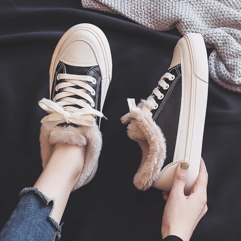 Зимние ботинки; женская обувь на меху; Зимние Теплые ботильоны на плоской подошве; нескользящие женские кроссовки; zapatos mujer