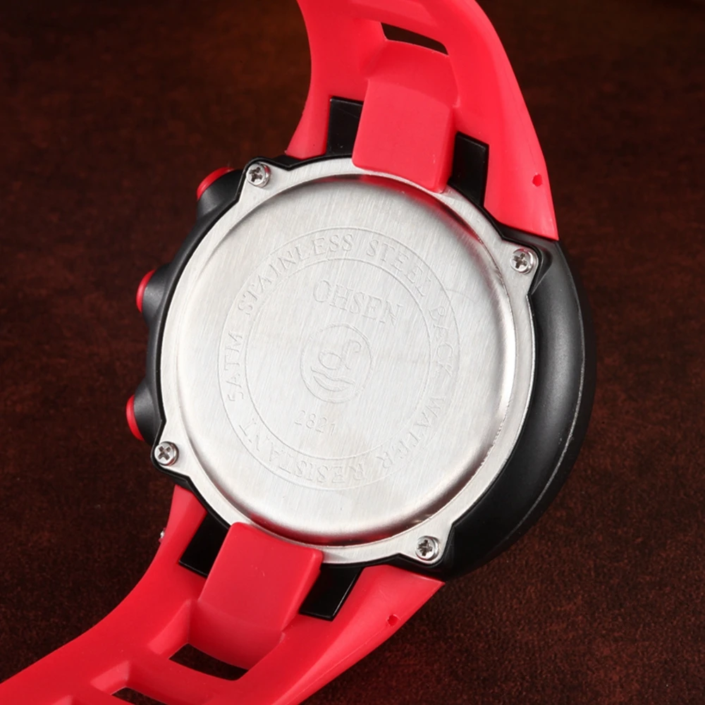Red Waterproof Fashion Silicone Digital Women's Sport Watch