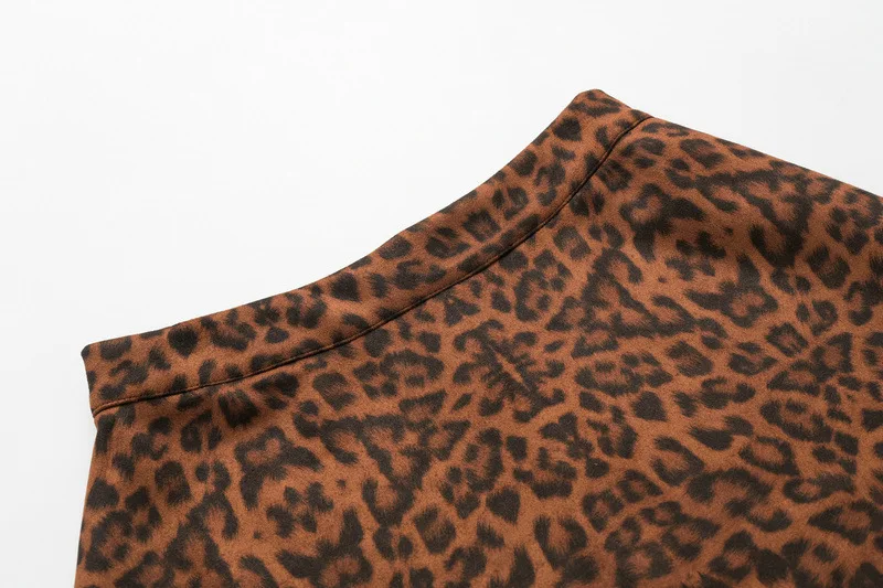 Leopord/юбка с узором женская, новинка года, стильная Осенняя юбка средней длины с высокой талией, замшевая юбка А-силуэта, длинные юбки 8831
