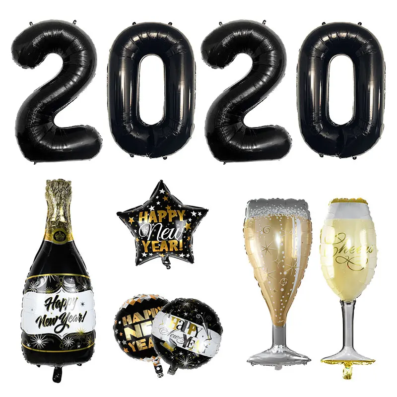 2020 New Year 32inch Foil Number Balloon Gold Silver Rainbow Digit Air Balloons New Year Party Merry Christmas Decoration Ballon