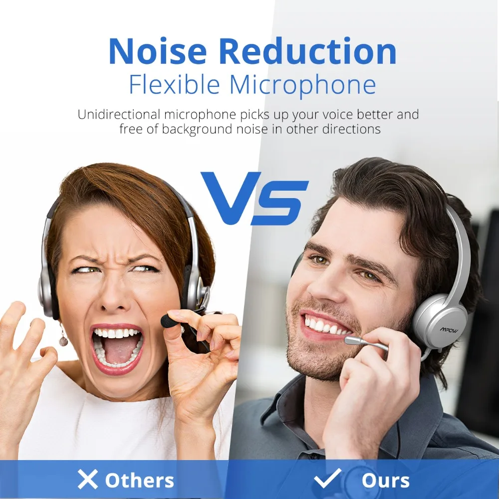 Mpow Wired Headphone USB3.5mm Plug Noise Reduction Flexiable Microphone Headset For Skype Call Center Game Windows 10 Mac PC (1)