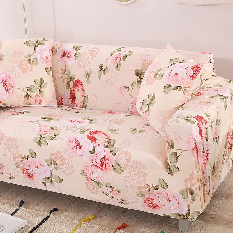 Розовый с цветочным принтом чехол для дивана гибкий эластичный большой эластичный чехол для дивана Loveseat угловой чехол для дивана Cogines Para