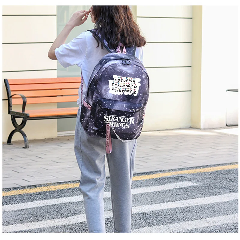 IMIDO Star странные вещи рюкзаки для школы студентов зарядка через Usb персональная цепь плечи рюкзаки для подростков дорожная сумка