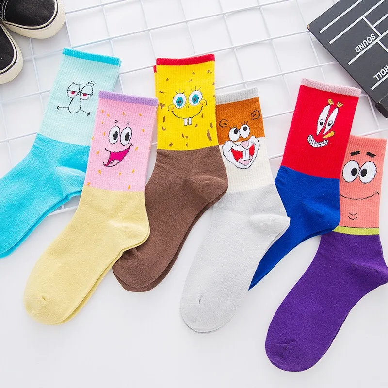 Стильные милые короткие носки, мужские с героями мультфильмов; Harajuku милые короткие Носки с рисунком; модные носки для скейтборда; забавные m