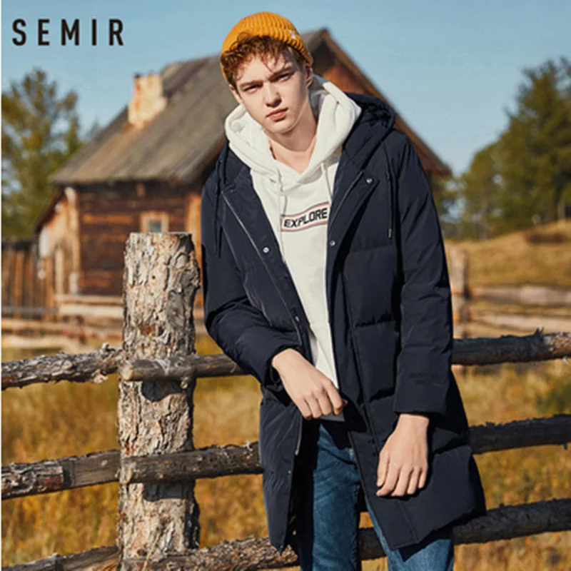 SEMIR, новинка, зимний мужской пуховик, 2XL, удлиненный пуховик на утином пуху, уплотненный, теплый, ветрозащитный, мужская верхняя одежда