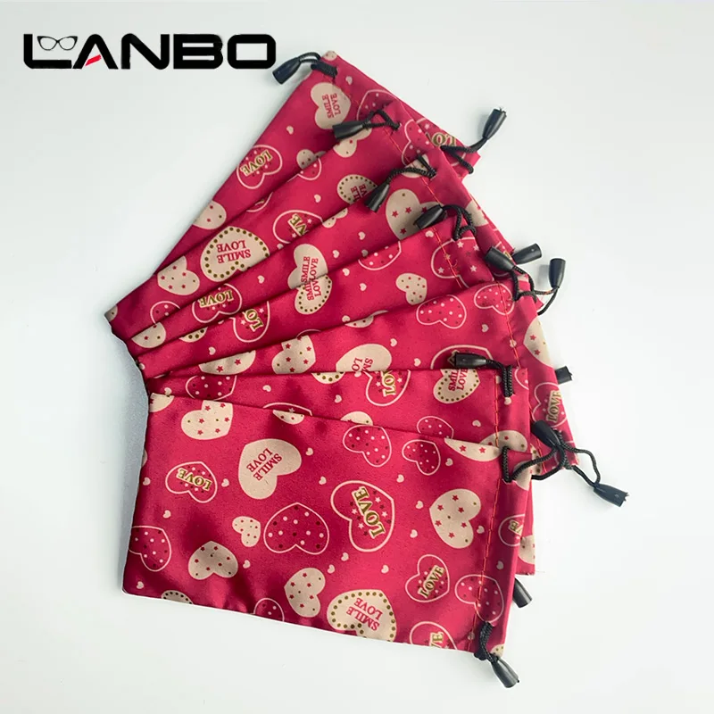 

LANBO 100pcs/lot 18*9cm Pouch Eyewear Accessories Glasses Red Color Case Soft Eyeglasses Wholesale Sunglasses Big Pouch S88