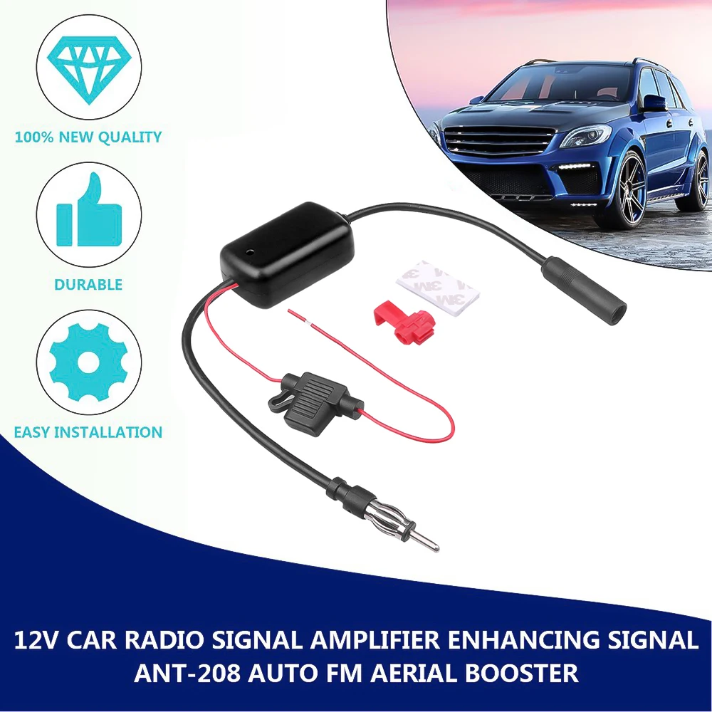 Universal 12V Auto Car Radio FM Antenna Signal Amplifier Booster For Marine Vehicle Boat 330mm | Электроника
