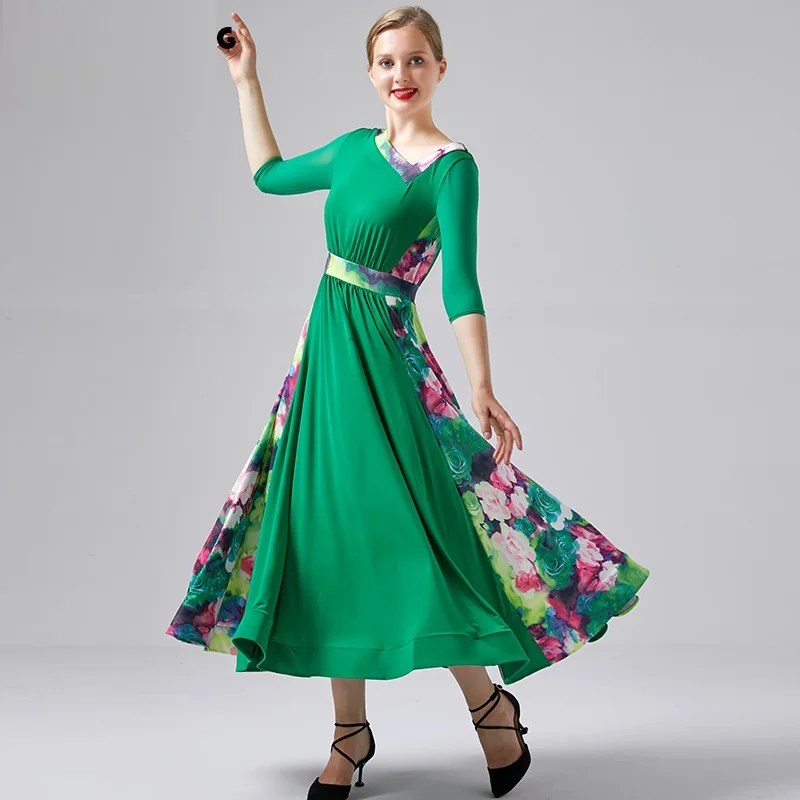 

standard ballroom dress for ballroom dancing waltz dance dress women modern dance costume women party dress print long dress