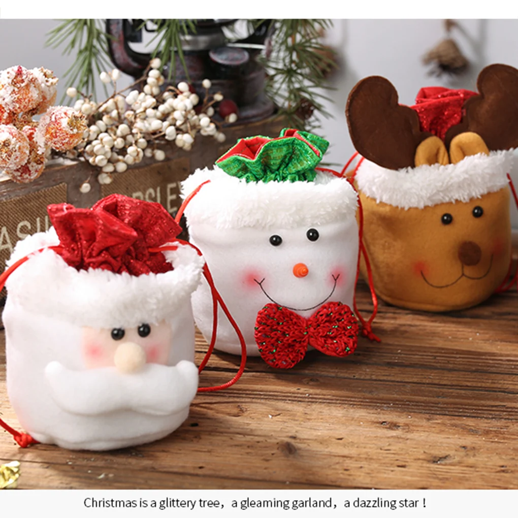 

Packing Candy Drawstring Bag Christmas Holiday Gift Pouch Party Decorations Xmas Tree Chocolates Bag