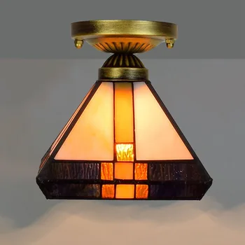 

Tiffany lamp 20 cm retro sitting room dining-room corridor hall balcony tiffany stained glass small dome light coffee color