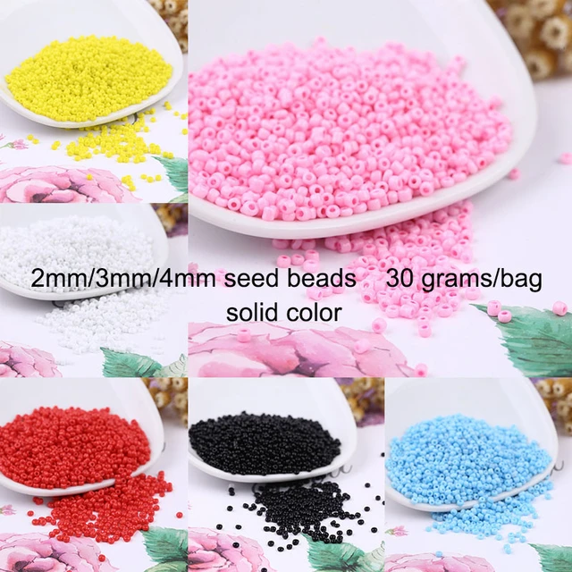 Glass Seed Beads 4mm Opaque Colors, Round, 30 Grams