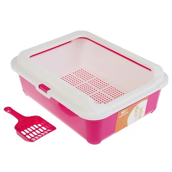 

Toilet with side, plastic insert with mesh and dustpan, 43 x 33 x 15 cm, fuchsia
