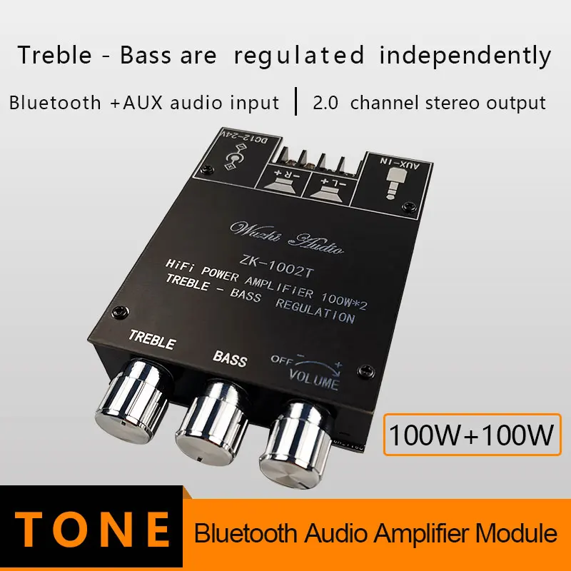 ZK-1002T/1602T TPA3116D2 Bluetooth 5.0 Subwoofer Amplifier Board 2*100W 2.0 Channel High Power Audio Stereo Amplifier Board AMP 2 channel amp